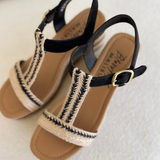 Annika Natural/Black Wedge