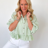 Classic Striped Ruffle Hem Top