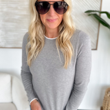 Grey Long Sleeve with Contrast Color Accents