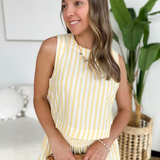 Yellow/Ivory Striped Sleeveless Top