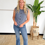 Slate Blue Cable Knit Button Sweater Vest