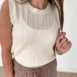 Ivory Lightweight Cable Knit Sleeveless Top