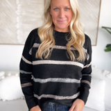 Annie Beaded Striped Knit Sweater