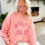 Holly Jolly Pink Waffle Knit Crewneck
