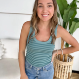 Nikibiki Striped Ribbed Tank Top - Teal