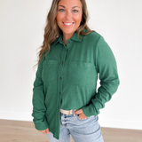 Green Super Soft Button Up Top