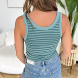 Nikibiki Striped Ribbed Tank Top - Teal