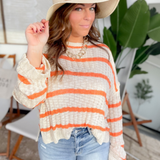 Kelly Natural/Orange Striped Knitted Top