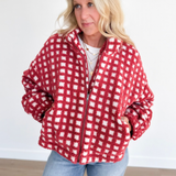 Red/Cream Fuzzy Sherpa Jacket