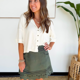 Olive Green Laser Cut Skirt