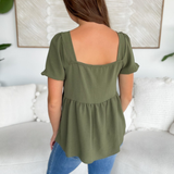 Cleo Olive Babydoll Puff Short Sleeve