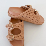 Nude Woven Double Strap Sandals