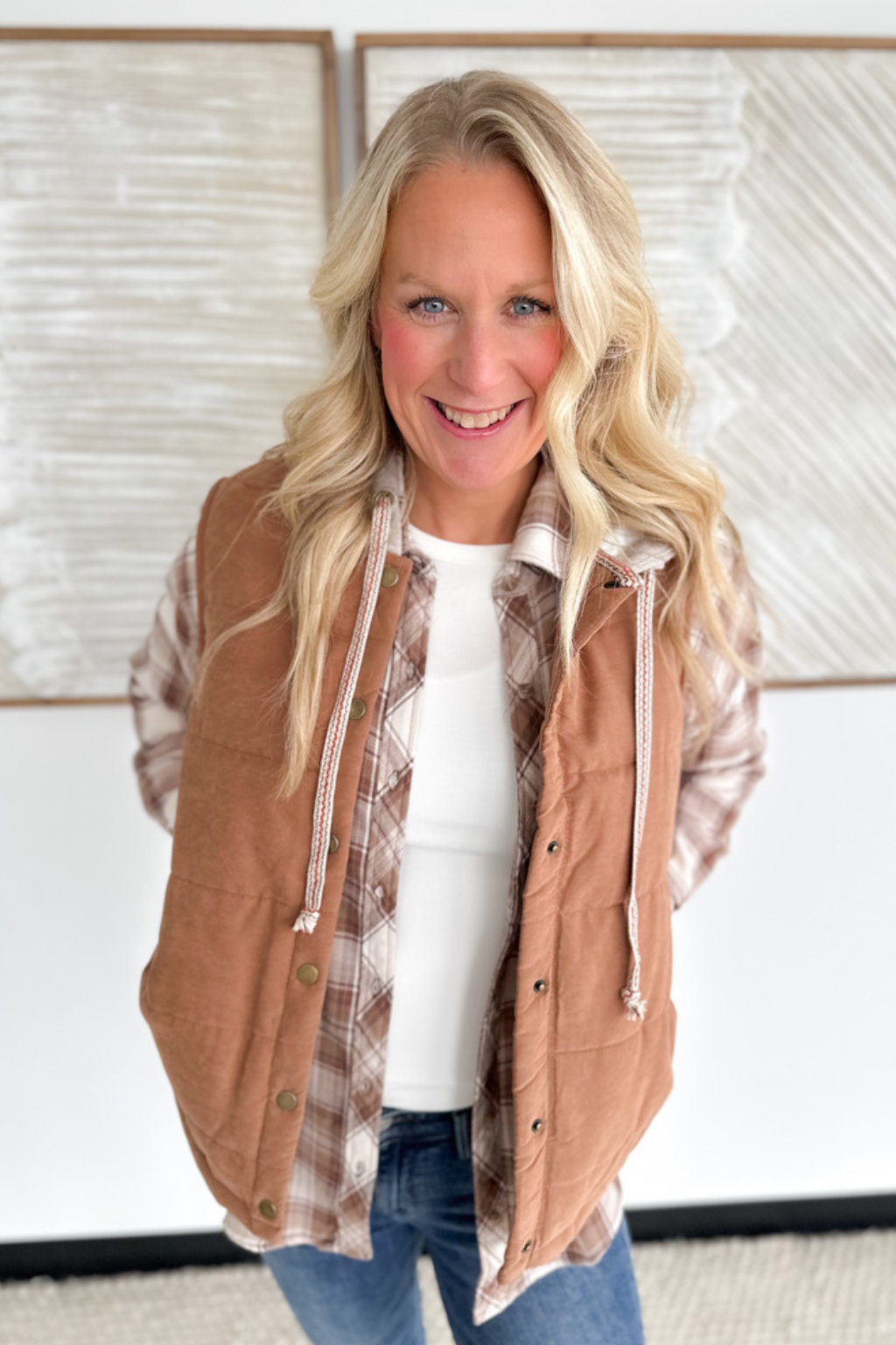 Relaxed Fit Ivory/Brown Flannel