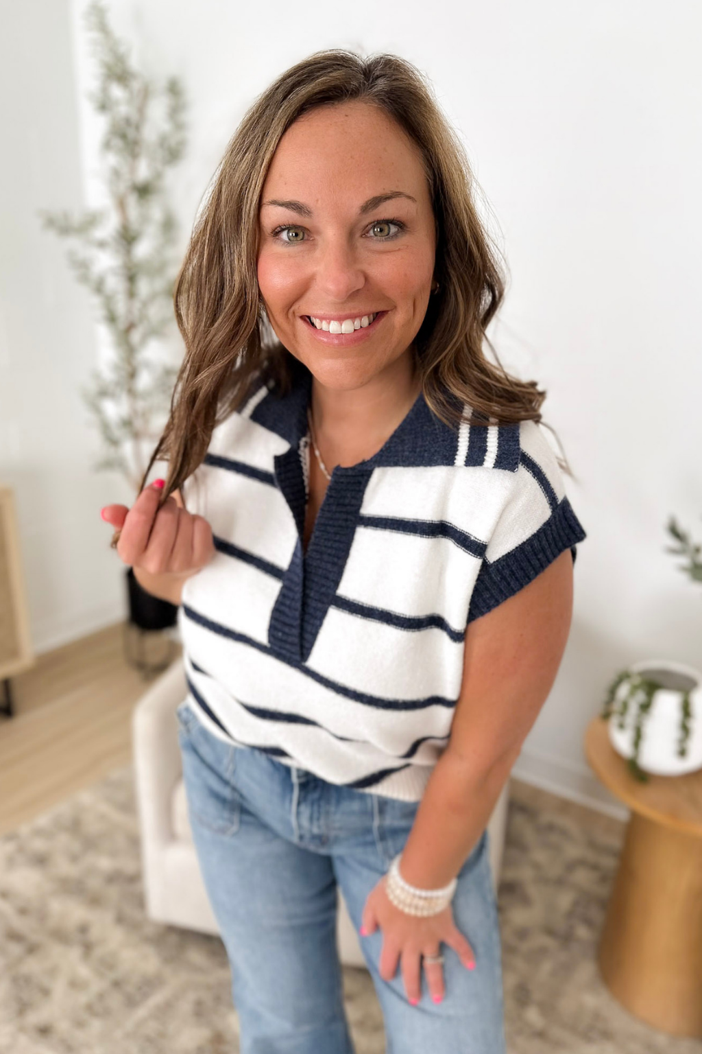 Coastal Stripe V-Neck Sweater Vest