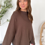 Brown Knit Wide Sleeves Sweater