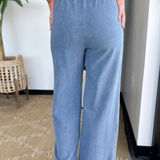 Slate Elastic Waist Wide Leg Pants