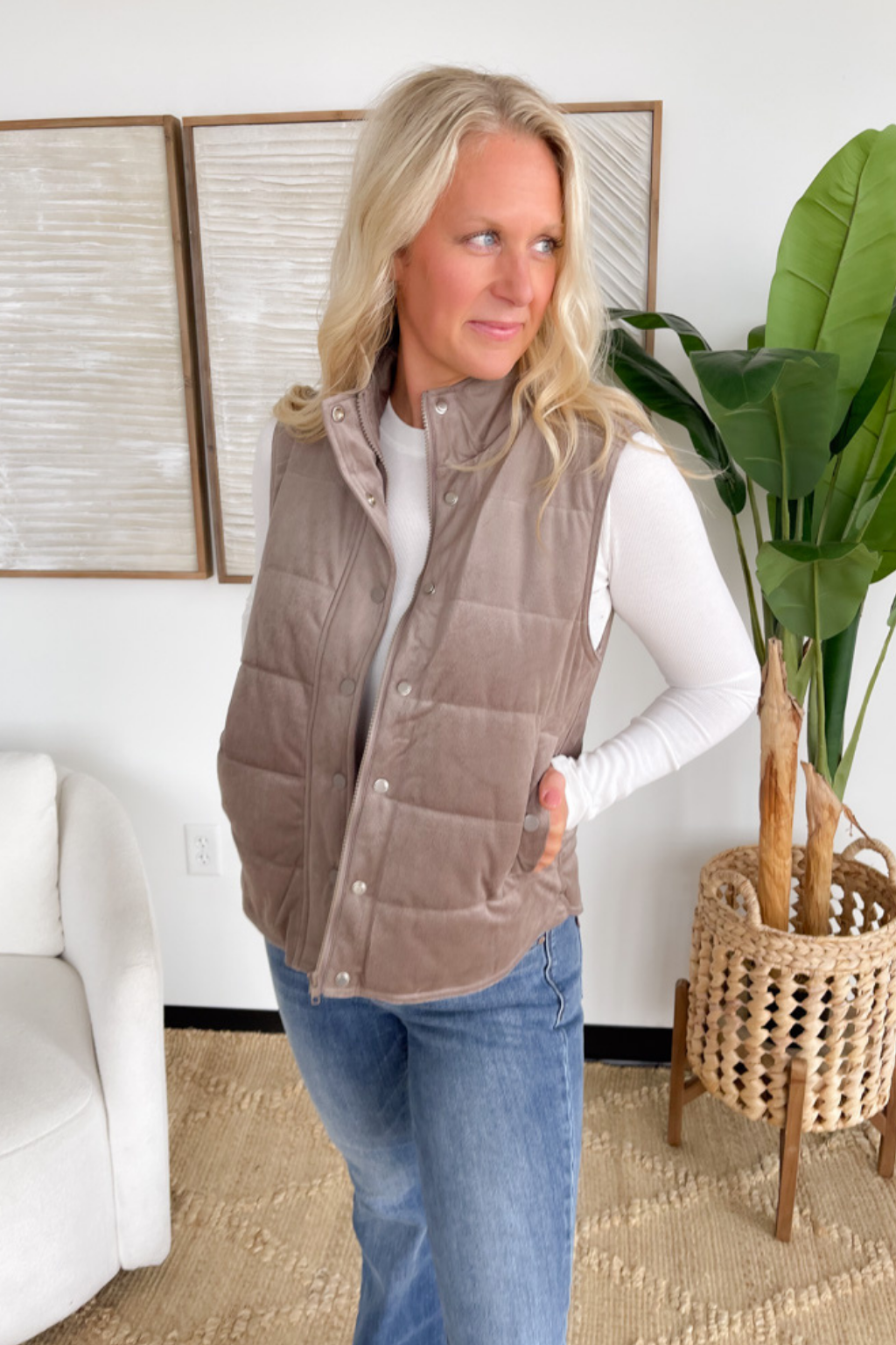 Mini Corduroy Mocha Puffer Vest