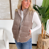 Mini Corduroy Mocha Puffer Vest