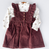 Girls Plum Ruffle Dress & Long Sleeve Top