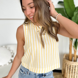 Yellow/Ivory Striped Sleeveless Top