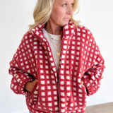 Red/Cream Fuzzy Sherpa Jacket