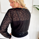 Lightweight V-Neck Button Cardigan-Black