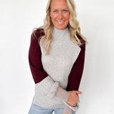 Mock Neck Color Block Sweater (2 Colors)
