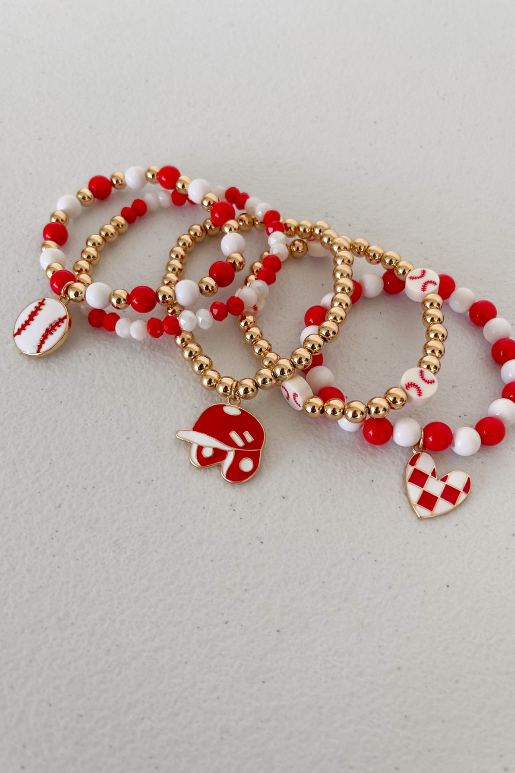 5 Piece Baseball Stretch Bracelet Set