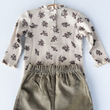 Girls Olive Corduroy Skirt & Top Set