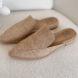 Taupe Pointed Toe Mules