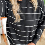 Striped Long Sleeve Drop Shoulder Pullover (2 colors)
