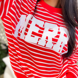 Merry Red & White Striped Pullover