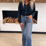 Black Collared Button-Down Shirt