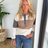 Color Block Waffle Patch Henley Top