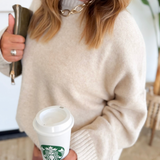 Taupe Three Bow Knit Sweate