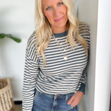 Teal Striped Lightweight Long Sleeve Top