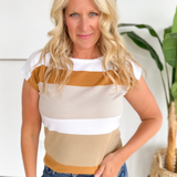Camel Color Block Short Sleeve Top
