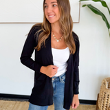 Black Classic Open Front Cardigan