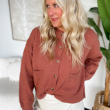 Clay Knit Button Up Hooded Cardigan