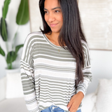 Ashlynn Long Sleeve Rib Striped Top