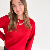 Red Classic Knit Sweater