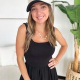 Black High Waist Tank Romper