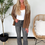 Fresch Terry Brown Contrast Hoodie Top