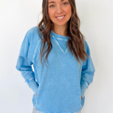 Lightweight Acid Wash Pullover-Blue