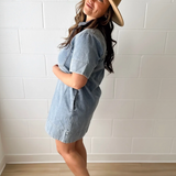 Collared Short Sleeve Denim Dress