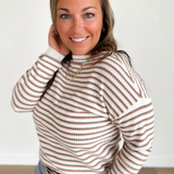 Mocha/Mustard Striped Textured Top