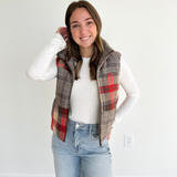 Mixed Plaid Puffer Vest