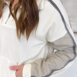 Contrast Cream Fleece Quarter Zip Pullover