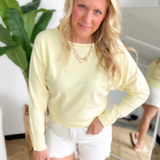 Yellow Knit Wide Crewneck Sweater