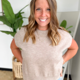 Tan Relaxed Short Sleeve Sweater Top